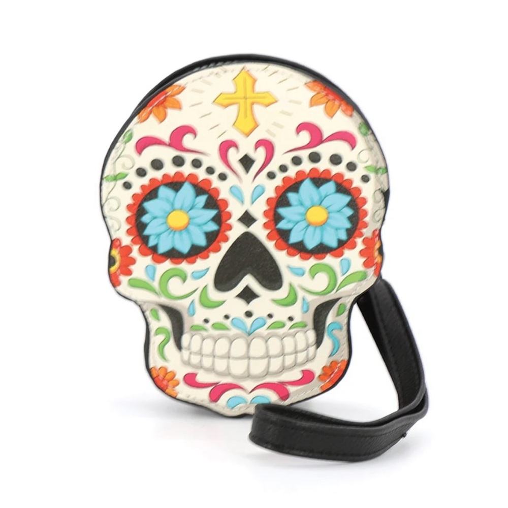 Sugar Skull Wristlet in Vinyl